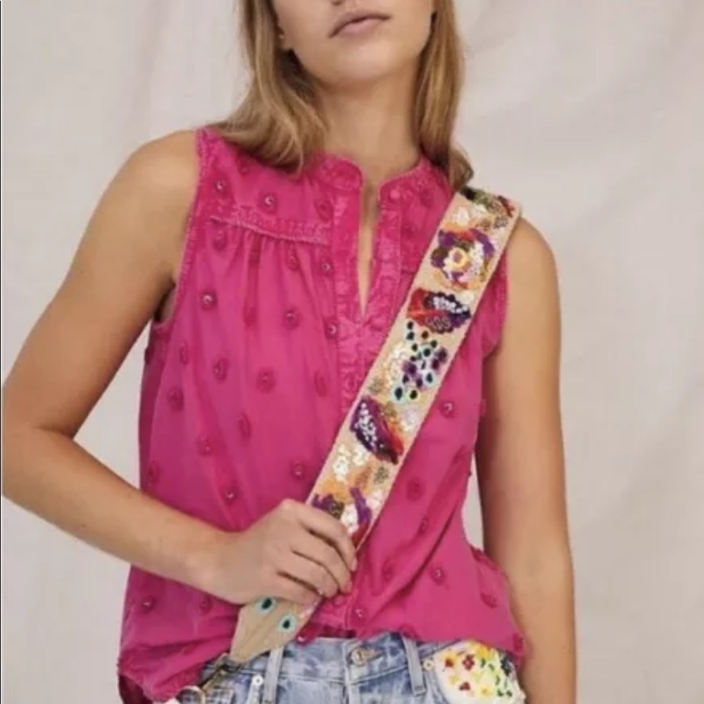 Anthropologie Pilcro and the Letterpress Pink Bead Top Small